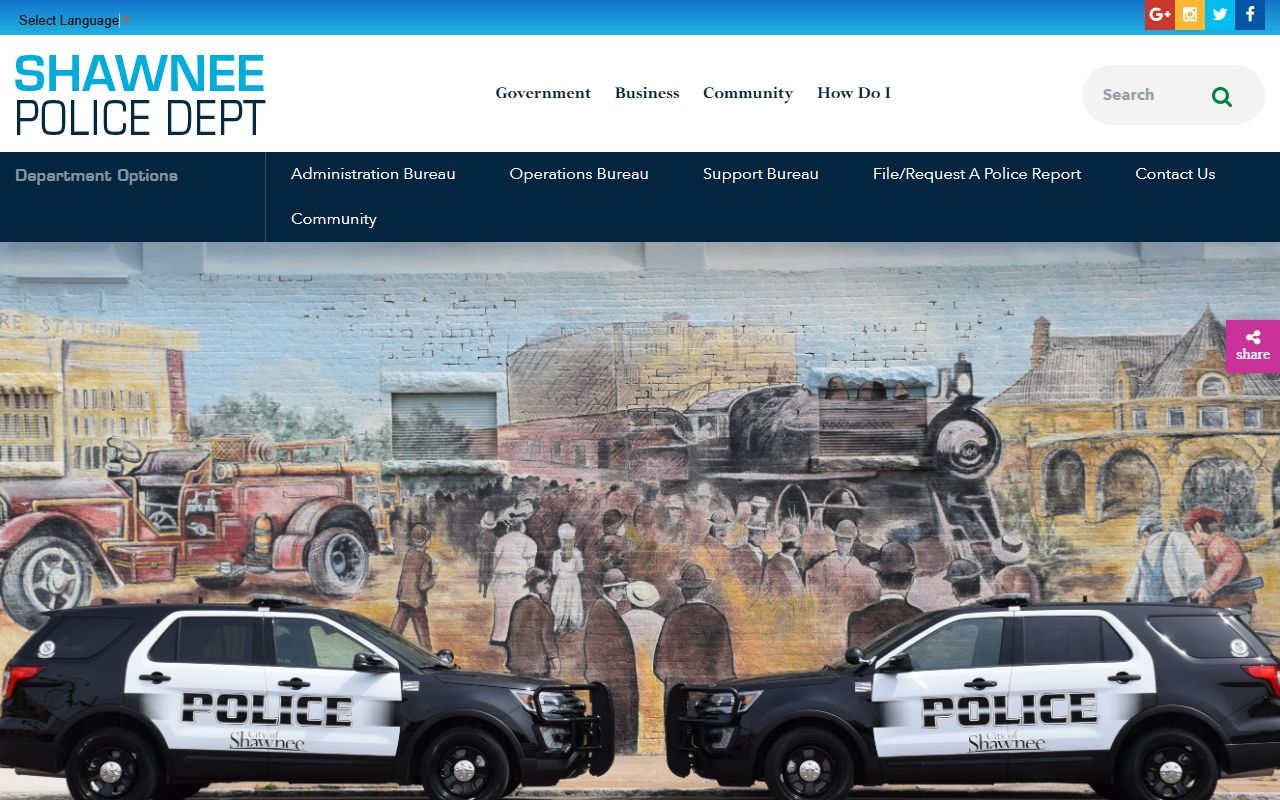 Shawnee Police Department website for Shawnee jail roster information