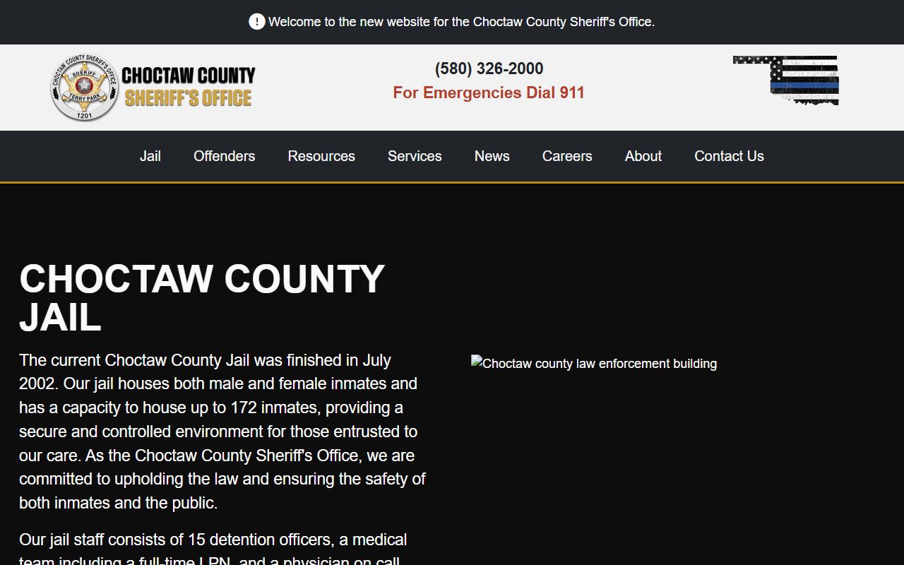 Choctaw County jail roster jail information page