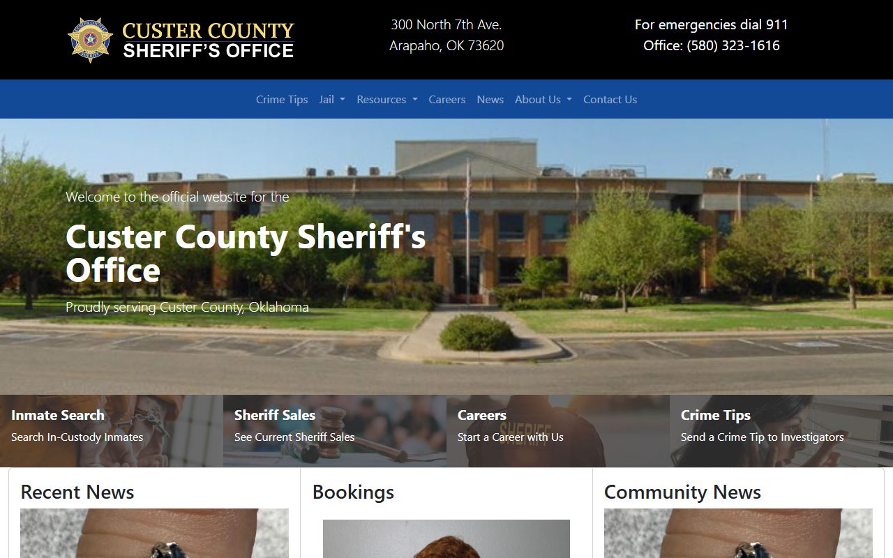 Custer County jail roster sheriff office website
