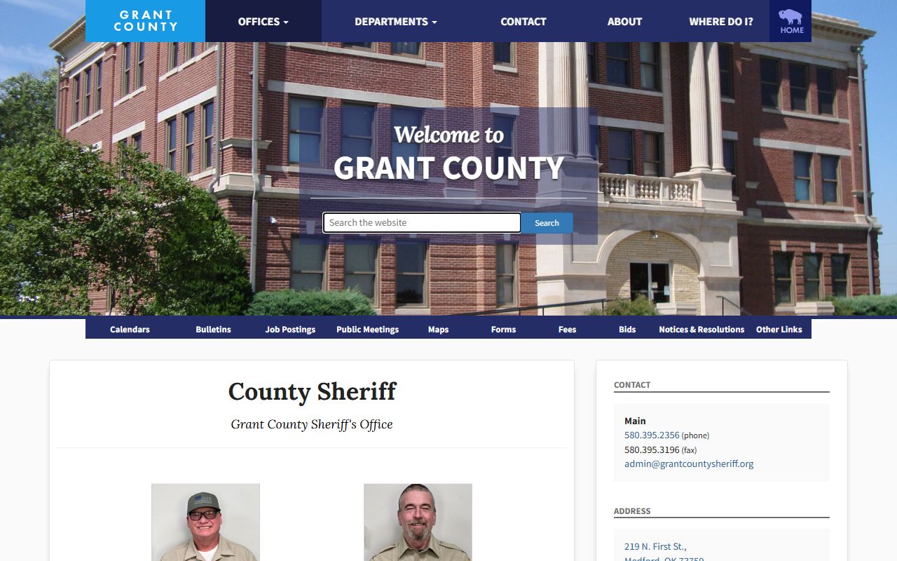 Grant County jail roster sheriff office page