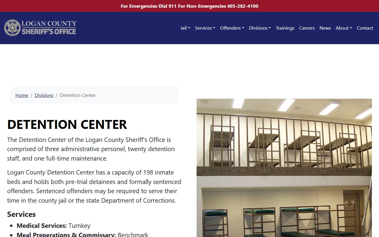 Logan County jail roster detention center information page