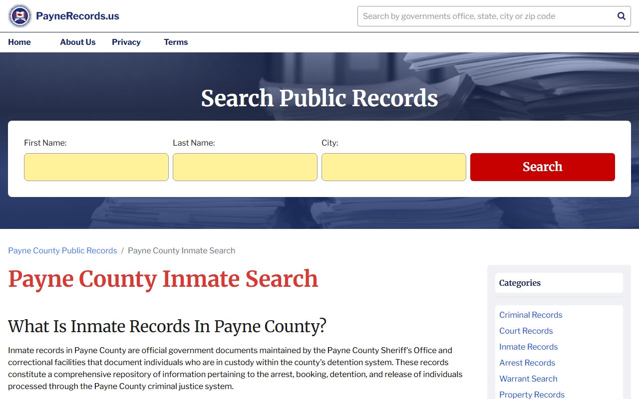 Payne County jail roster records inmate search