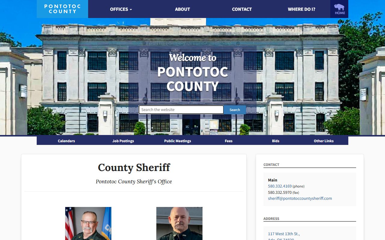 Pontotoc County jail roster sheriff office page