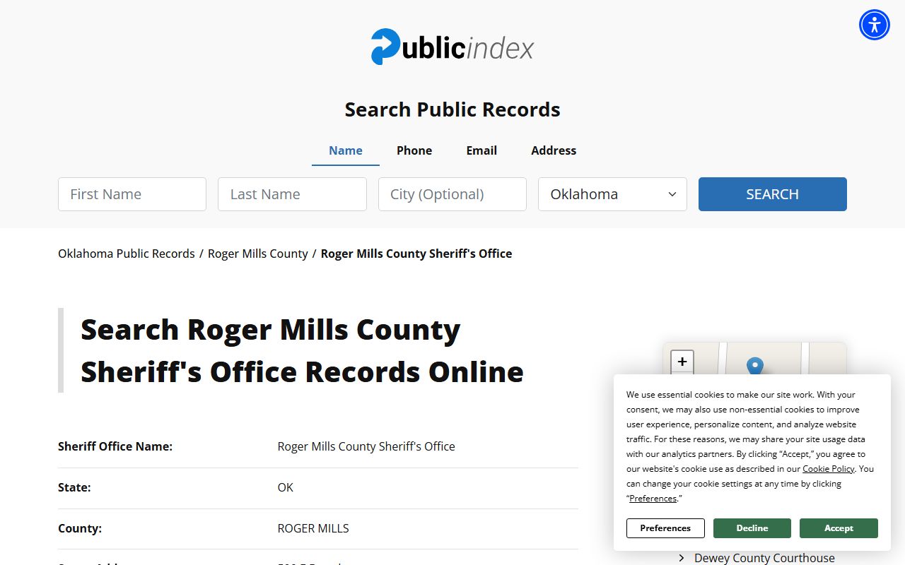 Roger Mills County Sheriff's Office on The Public Index