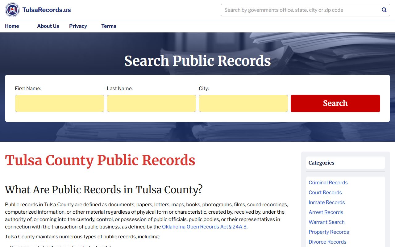 Tulsa County jail roster inmate search on Tulsa Records