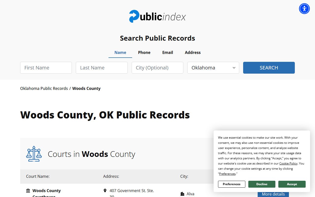Woods County public records jail roster search
