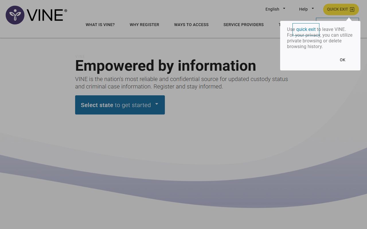 Oklahoma jail roster VINE victim notification system